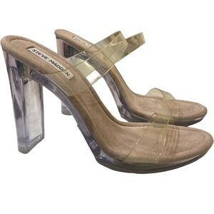 Steve Madden Transparent Double Strap Heels - Cinderella Block Heel size 8.5
